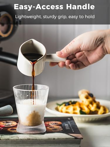Espresso Measuring Cup, Ceramic Espresso Cup Double Spouts Expresso Shots Cup with Handle, Espresso Accessories, 3 Oz/ 90 Ml, White - color: White