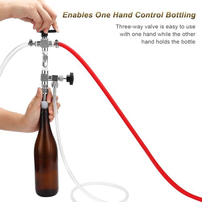Counter Pressure Bottle Filler Stainless Steel Bottle Filler Counter Pressure Beer Bottling Wand 1/4 & 5/16 Barb Homebrew Beer Bottle Filler Hand Held Bottle Filler 3ft Hose - size: NO gauge