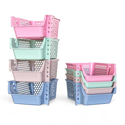 Skywin Stackable Storage Bins Open Front for Pantry Storage, 4 Pack - Multi | Sturdy Plastic, Easy Stacking, Breathable & Open Front Design, Pantry Storage for Snacks, Toiletries, and Small Essentials - color: Multi