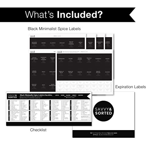 Black Spice Labels for Glass Jars, 148 Spice Jar Labels Stickers Preprinted Waterproof, Rectangle Herb Seasoning Stickers Containers Kitchen Pantry Organization - style: Black Rectangle Spice Labels