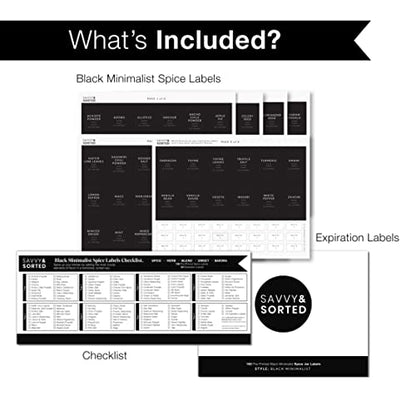 Black Spice Labels for Glass Jars, 148 Spice Jar Labels Stickers Preprinted Waterproof, Rectangle Herb Seasoning Stickers Containers Kitchen Pantry Organization - style: Black Rectangle Spice Labels