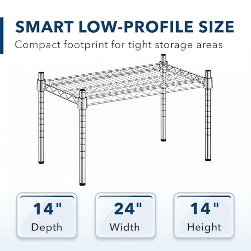 14" x 24" x 14" Chrome Wire Storage Shelf, Dunnage Rack, Commercial 1 Tier Small Shelf - color: Silver, size: 14"D x 24"W x 14"H