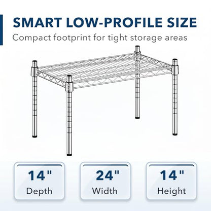 14" x 24" x 14" Chrome Wire Storage Shelf, Dunnage Rack, Commercial 1 Tier Small Shelf - color: Silver, size: 14"D x 24"W x 14"H