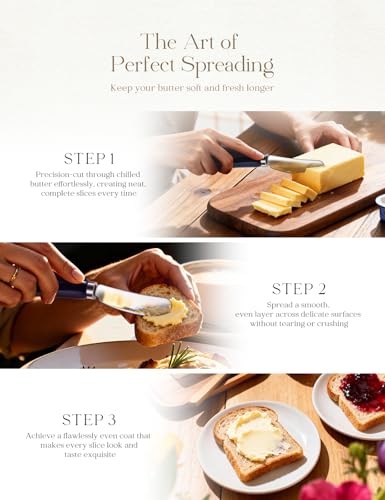 Stainless Steel Butter Spreader Knife 2 Pack with Handle for Kitchen Blue | Dishwasher Safe, for Soft & Hard Cheese, Jam, Cold Butter - color: Blue 2 Pack
