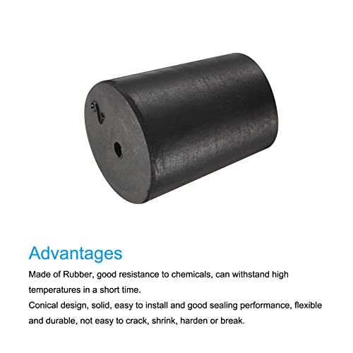 MECCANIXITY Rubber Tapered Plug 16mm to 20mm with Hole Test Tubes Bungs Stopper Black for Lab Home 5 Pieces - size: 16mm - 20mm