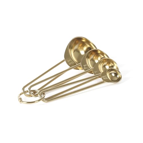 Martha Stewart Richburn 4-Piece Gold Stainless Steel Measuring Spoons Set – Durable and Stylish Kitchen Measuring Tools for Precise Baking and Cooking - color: Gold