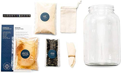 Starter Kit – Includes Organic SCOBY, Starter Liquid, 1 Gallon Glass Jar, Temp Gauge, Tea, and Sugar - style: Complete