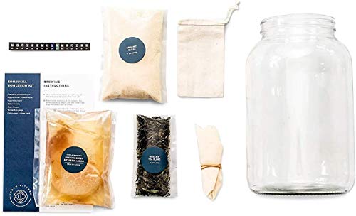 Starter Kit – Includes Organic SCOBY, Starter Liquid, 1 Gallon Glass Jar, Temp Gauge, Tea, and Sugar - style: Complete