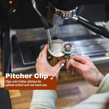 Barista Basics 5" Adjustable Milk Frothing Thermometer for Perfect Espresso, Latte, Coffee - NSF Approved, 0-220°F Range - size: SHORT(5")