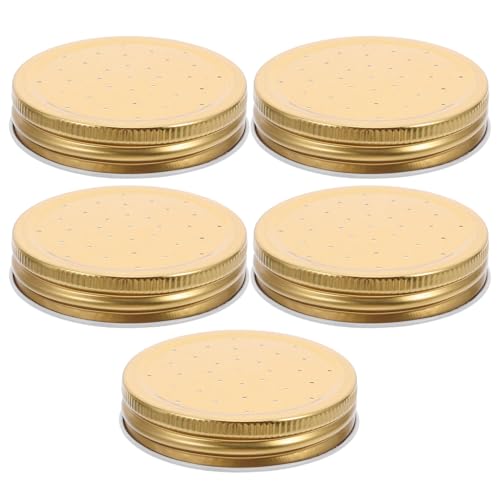 5pcs Beehive Water Feeder Lids for Bee Feeding, Iron Material with Easy Installation and Portable Design, Golden Entrance Feeder Tool for Beekeeping Supplies