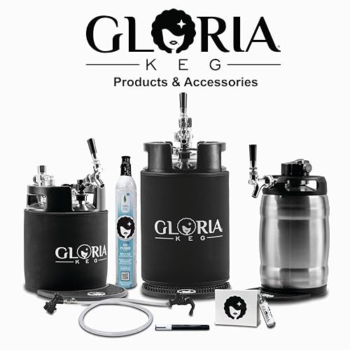 Gloria 7L (1.8 Gal) Mini Keg, Pressurized Keg for Drinks, with Tap System, Co2 Regulated, Stainless Steel - size: 7L Black