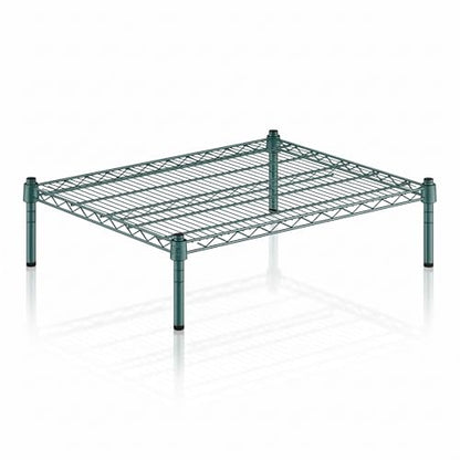 24" x 30" x 8" Green Epoxy Wire Storage Shelf, Dunnage Rack, Commercial 1 Tier Small Shelf - color: Green, size: 24"D x 30"W x 8"H