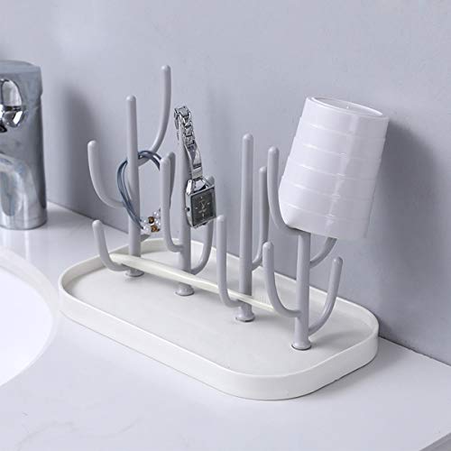 Baby Bottle Drying Rack with Base, Creative Tree Branch Baby Bottle Dryer Holder for Bottles, Teats, Cups, Pump Parts and Accessories (Gray)