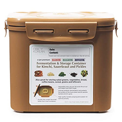 Authentic Crazy Korean Cooking Kimchi Container 0.9 Gal (3.4L) 2 PACK - size: 0.9 Gal (3.4L) 2 PACK