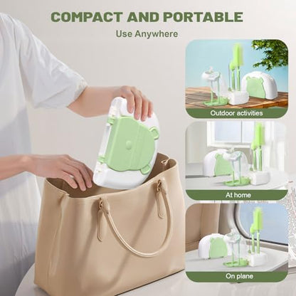 Baby Bottle Cleaner Brush Set Travel Baby Bottle Cleaning Kit Toddler Cleaning Set Travel Bottle Cleaner Kit After Birth Essentials for Mom Kit Toddler Travel Essential Convenience kit - color: Green