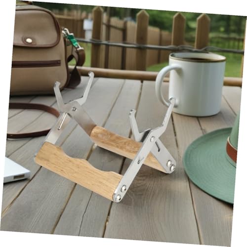 ORFOFE 4pcs Stainless Steel Hive Frame Lifter Tool with Wooden Handle Beekeeping Equipment for Beehive Inspection and Frame Grip