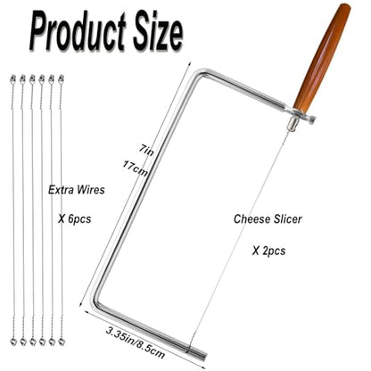 7in Cheese Slicer Kit Accessories Kitchen Knife Cheese Cutter Stainless Steel Components DIY for Making Giftable Cheese Cutting Boards with Cheese Cutter Kit,Wire Cheese Slicer (2Slicer+6Wires)7" - size: 7in