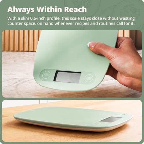 Greater Goods Food Scale – Digital Kitchen Scale, 1g Precision, Easy-Tare & Quick Conversion, Slim Compact Design, Durable & Portable | Ideal for Cooking, Baking & Meal Prep (Sage Green) - color: Sage Green