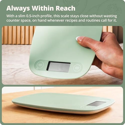 Greater Goods Food Scale – Digital Kitchen Scale, 1g Precision, Easy-Tare & Quick Conversion, Slim Compact Design, Durable & Portable | Ideal for Cooking, Baking & Meal Prep (Sage Green) - color: Sage Green
