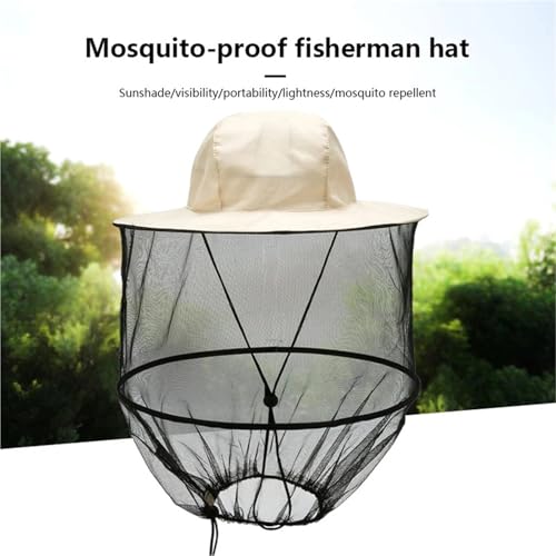 Beekeeping Hat 2pcs Beekeeping Hat with Hidden Net Mesh Repellent Bee Protection Men Women Outdoor Sunscreen Fishing Cap(Beige) - color: Beige