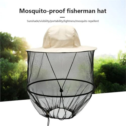 Beekeeping Hat 2pcs Beekeeping Hat with Hidden Net Mesh Repellent Bee Protection Men Women Outdoor Sunscreen Fishing Cap(Beige) - color: Beige