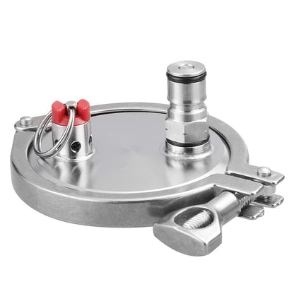 3"TC End Cap with Ball Lock Post and PRV 45 PSI Dry Hopper Accessories,BALL LOCK TAPPING HEAD TO 3INCH TRI-CLOVER Homebrew Conical Fermenter Accessories (Gas POST)
