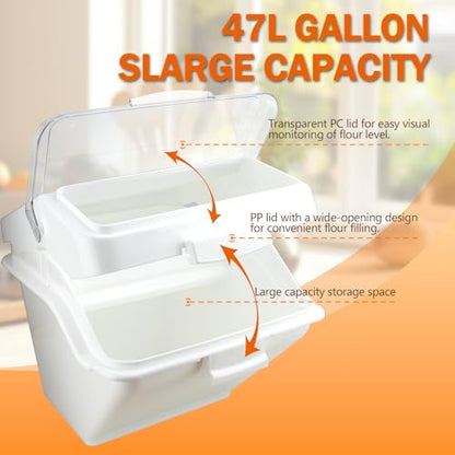 Flour Bin,50lb Stackable Kitchen Ingredient Storage Container with Lid - Food Pantry Organizer for Flour, Sugar, Rice, Baking,Dog Food Supplies (50lb) - size: 50lb