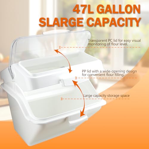 Flour Bin,50lb Stackable Kitchen Ingredient Storage Container with Lid - Food Pantry Organizer for Flour, Sugar, Rice, Baking,Dog Food Supplies (50lb) - size: 50lb