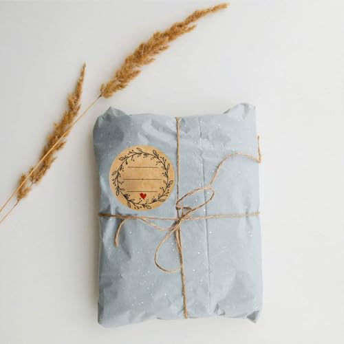 500PCS/Roll Kraft Paper Thank You Stickers,Blank Writeable Decals with Wreath & Heart Design for Wedding, Party Favors, Gift Wrapping, Scrapbooking-Rustic Craft Supplies for Teens, Adults, Boys,Girls3 - color: Kraft Paper---