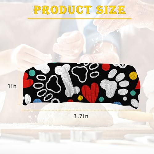 Sourdough Starter Jar Cloth Covers, Dog Paw Heart Gifts for Women Baker 5 Pack Kit Stretchy Cloth Bowl Lids Fits Jar Mouth Ranging 3"- 4" Inches - color: Dog Paw Heart
