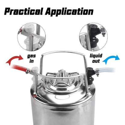 PERA Ball Lock Quick Disconnect Set (5pairs) Brand Ball Lock Gas and liquid Disconnect 1/4 Barb Cornelius Keg Ball Lock Corny Keg Parts Ball Lock Keg Fittings for Homebrew keg kegging