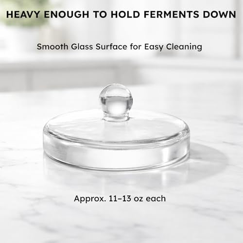 Jillmo Large Fermentation Weights for 1 Gallon Wide Mouth Jars, Heavy Glass Fermenting Weights with Easy Grip Handle, Keeps Vegetables Under Brine for Sauerkraut, Kimchi & Pickles, Pack of 2 - size: Plain - 2 Pack