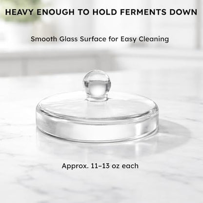 Jillmo Large Fermentation Weights for 1 Gallon Wide Mouth Jars, Heavy Glass Fermenting Weights with Easy Grip Handle, Keeps Vegetables Under Brine for Sauerkraut, Kimchi & Pickles, Pack of 2 - size: Plain - 2 Pack