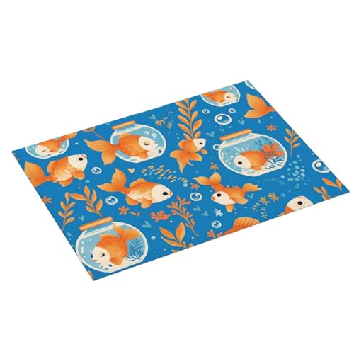 Cute Fish Fishbowl Leaf Dish Drying Mat for Kitchen Counter Microfiber Absorbent Reusable Washable 18x24in - color: Cute Fish Fishbowl Leaf