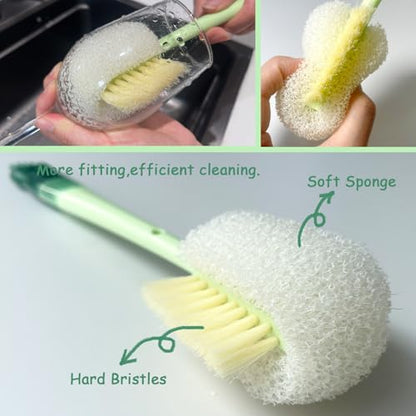 5 in 1 Bottle Cleaning Brush Set, Multifunctional Cleaning Brushes, 5 in 1 Bottle Brush, Cup Lid Clean Brushes, Straw Cleaner, Detail for Baby Bottle Nipple, 2 Pack Set - color: Green
