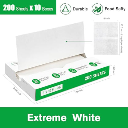EcoDispose 2000 Count 8" x 10-1/2" Precut Pop Up Deli Paper Sheets, Interfolded Heavy Duty Oil-Resistant White Paper for Bakery, Food Wrap, Serving, Oven, Air Fryer & Microwave - color: White, size: 8"x10.5"inch