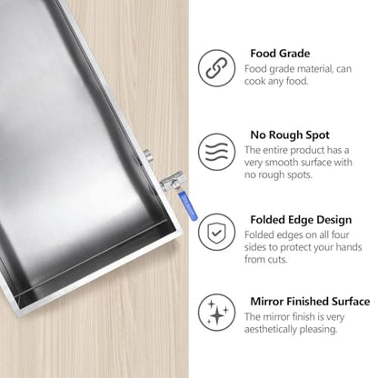 Marada Maple Syrup Evaporator Pan with Dual Interface Steam Table Pan,304 Stainless Jam Food Chafing for Home, Outdoor, Cooking (30"L * 20"W * 6"H) - size: 30x20x6 Inch (Pack of 1)