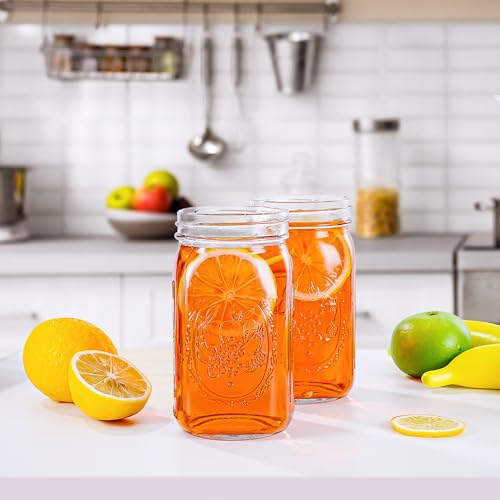 Miuyhji Wide Mouth Mason Jars 32 oz with Lids [4 Pack], Canning Jars with Metal Airtight Lids and Bands, 32 oz Glass Jars for Fermenting, Pickling, Freezing, Preserving, Meal Prep, Jar Décor - size: 32 oz-4Pcs