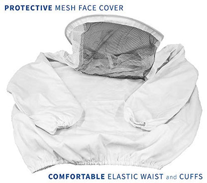 VIVO Professional White Medium Beekeeping Suit, Jacket, Pull Over, Smock with Veil BEE-V105M - size: Medium - Jacket