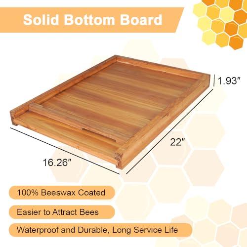 1 Set 10 Frame Langstroth Beehive Parts Kit, 100% Beeswax for Beekeeping Equipment (Telescoping Top Cover, Inner Cover, Bee Escape, Plastic Queen Excluder, Solid Bottom Board)