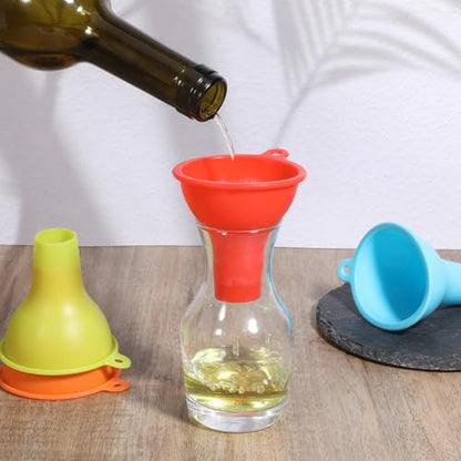 4Pcs 1 Inch Wide Mouth Funnels for Kitchen Use Silicone Funnels for Filling Bottles Flexible Condiment Sauce Canning Set for Filling Oil Water Bottles Home Restaurant Jars Canning, 3.2 x 1