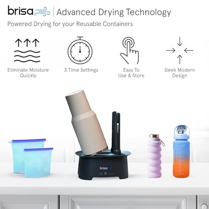 Brisa Rack: Powered Drying for reusables bottles, bags, and containers - Heated Air Drying Technology - Home Essential Drying Rack Kitchen Tool - Gray - color: Gray