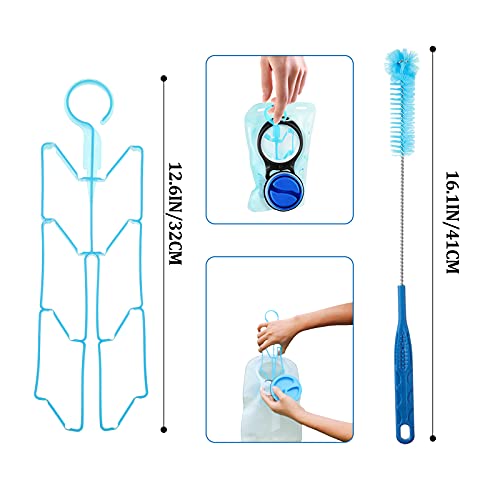 Patelai 8 in 1 Hydration Bladder Cleaning Kit Includes 3 Different Brushes and Drying Collapsible Bladder Frame, Water Reservoir Backpack Cleaning Kit - color: Blue