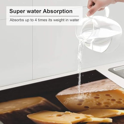 Kitchen countertop absorbent mat cheese printed drain mat for draining tableware