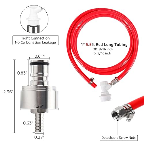 0-120PSI Soda Regulator CO2 Regulator 5.5ft 5/16 Co2 Gas Line Tubing for Kegerator Assembly