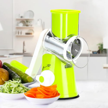 Cambom Rotary Cheese Grater Hand Crank Cheese Shredder for Fresh Cheese, Vegetable, Nuts,Non-slip Suction Base，Three Blades,Green - color: Green, size: 3 BLADES