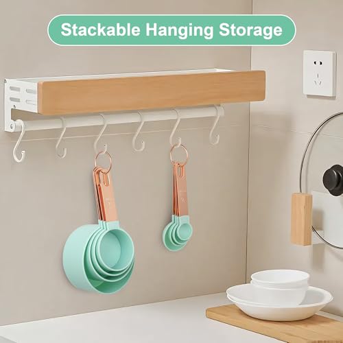 8-Piece Stackable Rose Gold Stainless Steel Handled Measuring Cups and Spoons for Measuring Dry and Liquid Ingredients (grey) - color: Gray