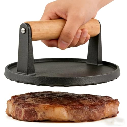 Barbecue Tools Burger Press 6.8"Round Heavy Duty Cast Iron Hamburger press Patty MakerGifts for Man And Dads Who Love Barbecue (6.8") - size: 6.8