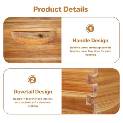 Langstroth Beehive Starter Kit - 10-Frame Pre-Coated with Natural Beeswax, Weatherproof Cedar Wood Hive with Dovetail Joints for Easy Assembly, Beginner & Expert Beekeeping - size: 1 Medium Box without Window