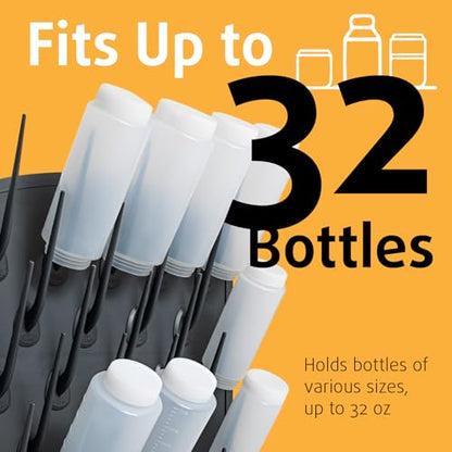 Bottle Drying Rack Kitchen Organizer, Wall Mounted Commercial Dryer for Squeeze Sauce Bottles Glassware, Lab Drying Racks, Test Tube Holder, Sink Drain Rack (32 Pegs) - size: 32 Pegs
